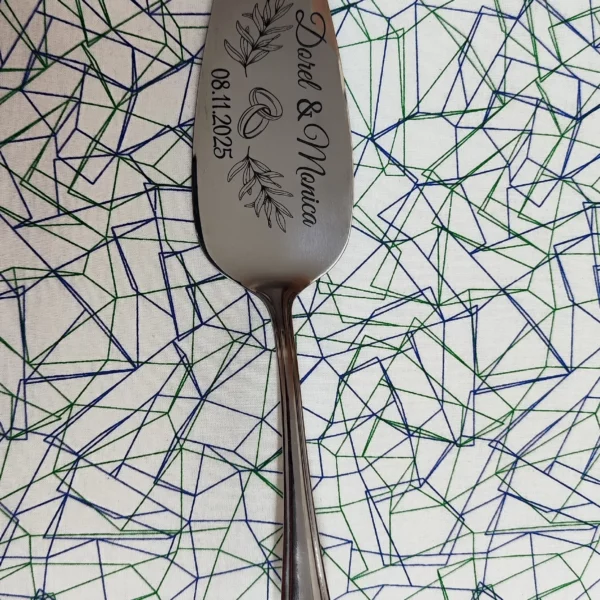 Pala para tarta boda grabada láser personalizable acero inoxidable