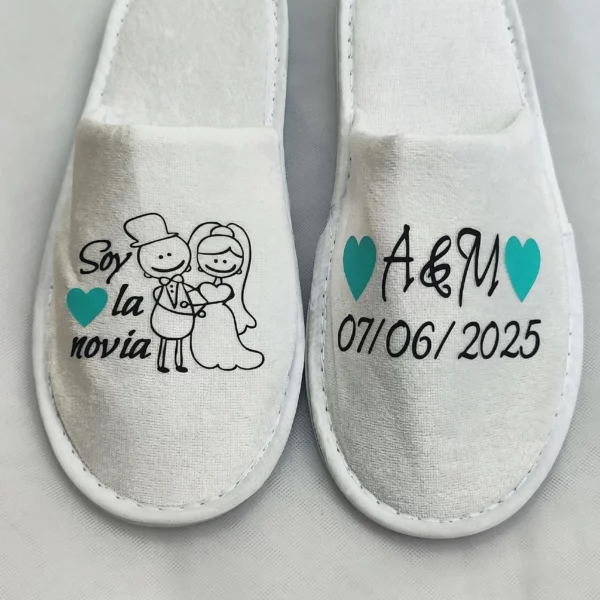 Zapatillas de novia personalizadas con vinilo turquesa