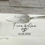 Pala de tarta boda personalizada con bolsita