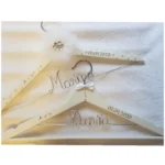 Perchas novios marfil con perlas y alambre plata