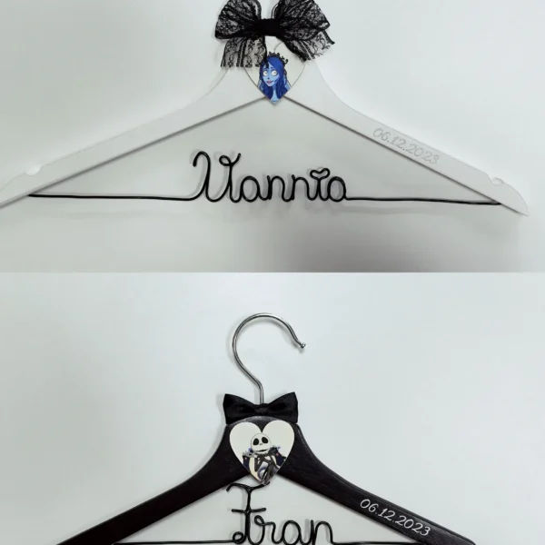 Perchas novios originales estilo Tim Burton con alambre negro