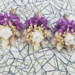 Prendido de novio original en morado y dorado