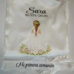 Bata de comunión niña con trenza y corona de flores