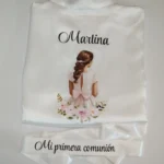 Bata de comunión niña con gran lazo rosa